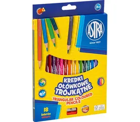 ASTRA Pastelky trojboké 18ks s strúhadlom