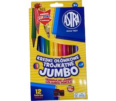 ASTRA Trojhranné pastelky 12ks Jumbo s strúhadlom (vrátane viacfarebnej pastelky)