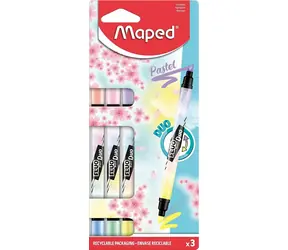 Maped Zvýrazňovače Maped Fluo Peps Duo Pastel - súprava 3 ks