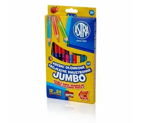 ASTRA Trojhranné obojstranné pastelky JUMBO 12 ks, 24 farieb