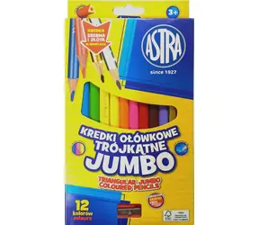 ASTRA Trojhranné pastelky 12ks Jumbo s strúhadlom (vrátane zlatej a striebornej farby)