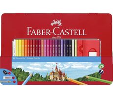 Faber-Castell Pastelky 48ks v plechovom puzdre + strúhadlo, guma a ceruzky