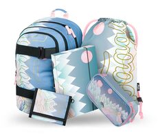 BAAGL SET 5 - Školský set Skate Moon: batoh / peračník / sáčok / dosky / peňaženka