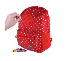PIXIE CREW detský batôžtek červená látka s bielymi bodkami / malý panel / od 6 rokov
