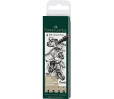 Faber-Castell Pitt Artist Pen Popisovač - čierna plastové púzdro 4 ks 