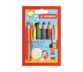 STABILO® Woody 3 in 1 - 6 ks sada - 6 rôznych farieb