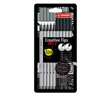 STABILO® Creative Tips - ARTY - 10 ks sada - čierna, stredne šedá