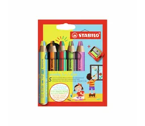 STABILO® Woody 3 in 1 duo - dvojfarebná tuha - 5 ks sada s strúhadlom
