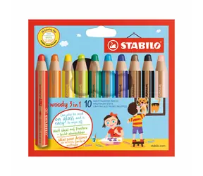 STABILO® Woody 3 in 1 - 10 ks sada - 10 rôznych farieb