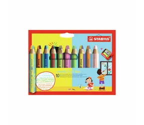 STABILO® Woody 3 in 1 duo - dvojfarebná tuha - 10 ks sada s strúhadlom
