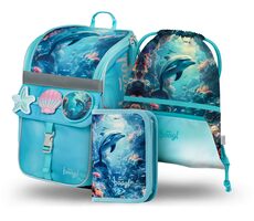 BAAGL SET 3 Zippy Delfín: aktovka, peračník, sáčok