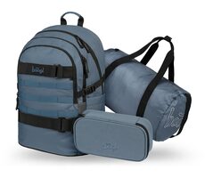 BAAGL SET 3 Skate Dust Blue: batoh, peračník, športová taška