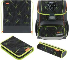 Herlitz Školská aktovka / vhodná pre 1.triedu ZŠ / 16 l / čierno-zelená