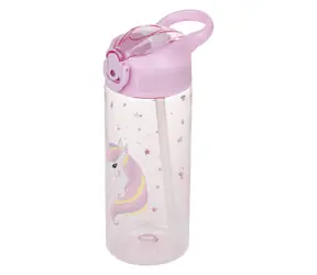 BAAGL Tritánová fľaša na pitie so slamkou Rainbow Unicorn 500 ml
