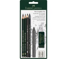 Faber-Castell Grafitové ceruzky s gumou a strúhadlom / 7ks / čierna