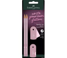 Faber-Castell Grafitové ceruzky s strúhadlom a gumou / tvrdosť B / ružová
