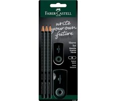 Faber-Castell Grafitové ceruzky s strúhadlom a gumou / tvrdosť B / čierna