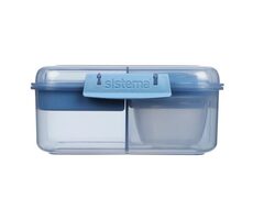 Sistema Ocean Bound Bento Cube trojkomorová krabička s nádobou na jogurt a 2 tácky 1.25 l modrá