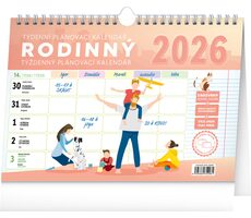 NOTIQUE Týždenný rodinný plánovací kalendár s háčikom 2026, 30 x 21 cm