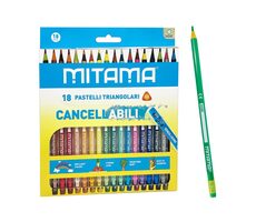 MITAMA Pastelky trojhranné s gumou Woodfree (18ks)