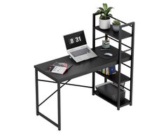 Mark Adler Leader 4.0 čierna / Pracovný stôl / s policami / výška 76 cm / doska 119.5 x 48 cm