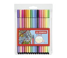 STABILO® Pen 68 - Prémiová vláknová fixka - 15 ks sada - 15 rôznych farieb vrátane 5 neónových