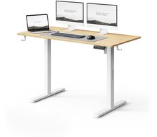 SENSE7 NOJO LIGHT Pracovný stôl biela-borovica / elektricky nastaviteľná výška / 120 x 60cm / nosnosť 70kg