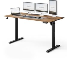 SENSE7 NOJO LIGHT Pracovný stôl čierna-dub / elektricky nastaviteľná výška / 140 x 70cm / nosnosť 70kg