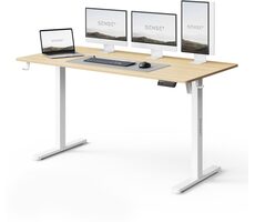 SENSE7 NOJO LIGHT Pracovný stôl biela-borovica / elektricky nastaviteľná výška / 140 x 70cm / nosnosť 70kg