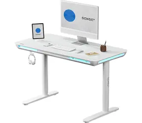 SENSE7 NOMO Pracovný stôl biela / elektricky nastaviteľná výška / 120 x 60cm / nosnosť 50kg / LED