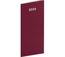 NOTIQUE Kapesnícky diár Vínový 2026 - plánovací mesačný / 8 x 18 cm