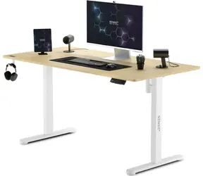 SENSE7 Nojo Sosna Pracovný stôl biela-borovica / elektricky nastaviteľná výška / 140 x 70cm / nosnosť 80kg