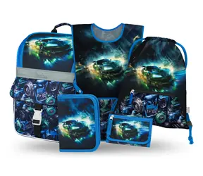 BAAGL SET 5 Zippy Závodné auto: aktovka, peračník, sáčok, zástera, peňaženka