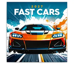 NOTIQUE Poznámkový kalendár Fantastické autá 2027, 30 x 30 cm