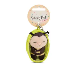 Nici GREEN kľúčenka spiaca Včielka + zelený košík 12 cm