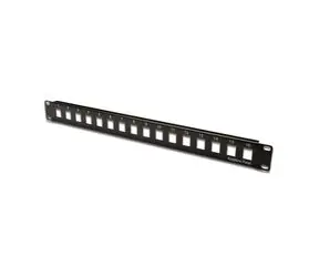 DIGITUS 19" Patch panel / netienený / 16 portov / neosadený / 1U / čierna farba / RAL 9005