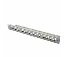 DIGITUS Patch Panel, Blank, 24 Port, Unit Heigth, s bielym panelom, grey color 7035 Color grey RAL 7035