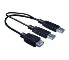 PremiumCord USB 2.0 napájací Y kábel A/M -- A/M + A/F 0.5m + 0.4m