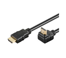 PremiumCord HDMI High Speed + Ethernet kábel, pozlátený zahnutý konektor 90 ° 3m