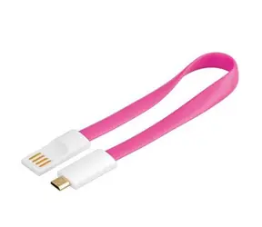 PremiumCord Kábel micro USB, AB 0,2m magnetický, farba ružová