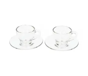 Bialetti espresso hrnček 75 ml sklo / sklenený / podšálka / 2ks
