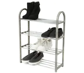 Compactor Poly Polypropylén -chróm / Štvorposchodový botník na 12 párov topánok / 49.5 x 18.4 x 65 cm