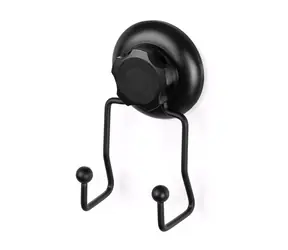 Compactor Bestlock Dvojitý háčik do kúpeľne s prísavkou čierna / Nosnosť: až 6kg / bez vŕtania