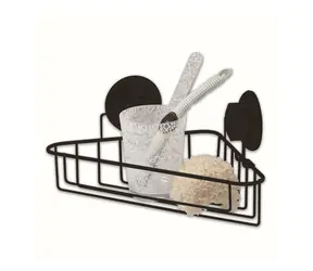 Compactor Bestlock Black Rohová polička do kúpeľne s prísavkami čierna