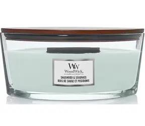 WoodWick Sagewood &amp; Seagrass Elipsa 453.6g - sviečka loď