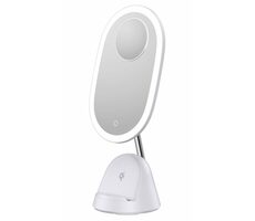 IMMAX LED kozmetické zrkadlo FACE 3v1 biela / stojan s Qi nabíjaním / 18W / 70lm / DC 12V / 1.5A