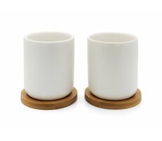Bredemeijer Bamboo-Coaster Sada hrnčekov s bambusovými podtáckami / 2 ks / keramika / 200 ml