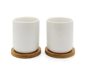 Bredemeijer Bamboo-Coaster Sada hrnčekov s bambusovými podtáckami / 2 ks / keramika / 200 ml