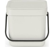 Brabantia Sort &amp; Go Odpadkový kôš 3L svetlo šedá / s rukoväťou / plast / 18.8 x 17.4 x 13.9 cm