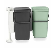 Brabantia Sort &amp; Go Vstavané koše s montážnym rámom 2x 12 L tmavo šedá a zelená 
